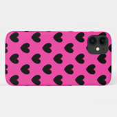 ブラックポルカハートオン明るい赤紫色ピンク Case-Mate iPhoneケース (裏面(横))
