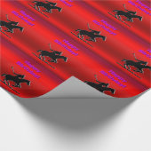 ブラックポロポニーレッドクロムエフェクトハッピーバースデー ラッピングペーパー (角)