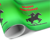 ブラックポロポー、緑のクロム効果、ハッピーバースデー ラッピングペーパー (ロールコーナー)