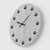 ブラックポープリントのナンバーズシルバー素朴ウッド ラージ壁時計 (傾斜)