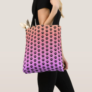 ブラックポープリントバラ金ゴールドピンク光グラデーション輝 トートバッグ