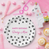 ブラックポープリントピンクカスタム色のペット誕生日パーティー ペーパープレート (パーティー)