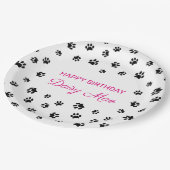 ブラックポープリントピンクカスタム色のペット誕生日パーティー ペーパープレート (アングル)