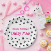 ブラックポープリントピンクカスタム色のペット誕生日パーティー ペーパープレート (パーティー)