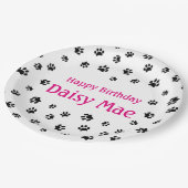 ブラックポープリントピンクカスタム色のペット誕生日パーティー ペーパープレート (アングル)