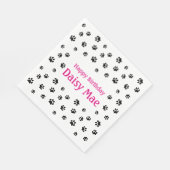 ブラックポープリントピンクペット誕生日パーティー スタンダードランチョンナプキン (角)