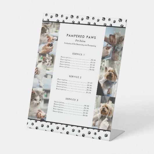 ブラックポープリントフォトコラージュPetサロンサービス 台座サイン (正面)