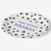 ブラックポープリントブルーカスタムペットバースデーパーティー ペーパープレート (アングル)