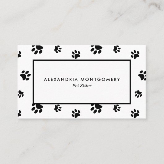 ブラックポープリントプロフェッショナルペットシッター 名刺 (正面)