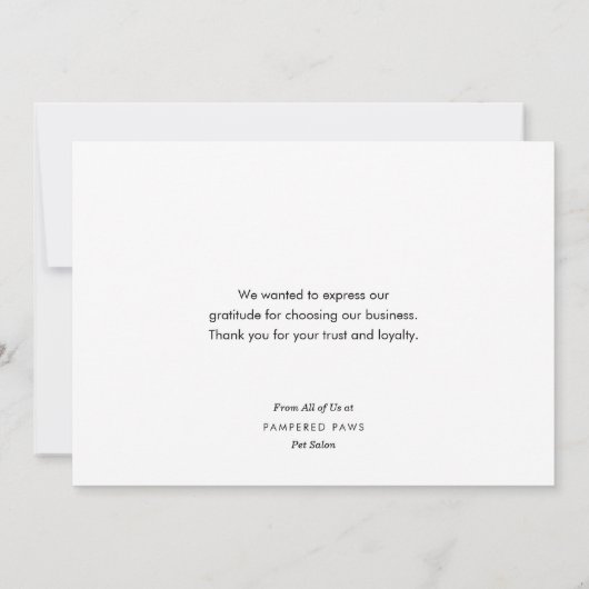 ブラックポープリントペットケアビジネスありがとう カード (裏面)