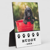 ブラックポープリントペットドッグ写真名記念 フォトプラーク (側面)