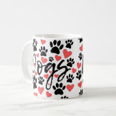 ブラックポープリント赤いハートタイポグラフィ コーヒーマグカップ (正面左)