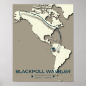 ブラックポールウオシマシコの渡り地図 – シンプルデザイン ポスター (正面)
