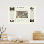 ブラックマウンテンNCパノラママップ – 1912 ポスター (キッチン)