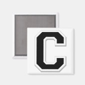 ブラックマグネットにイニシャル文字Cを綴る マグネット (正面/裏面)