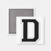 ブラックマグネットにイニシャル文字Dを綴る マグネット (正面/裏面)