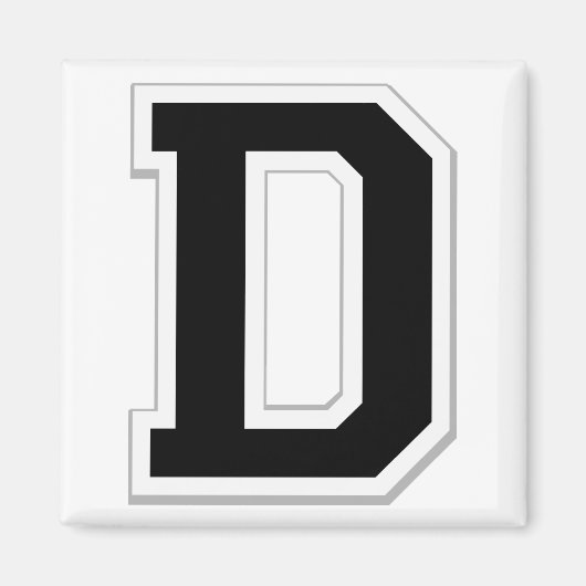 ブラックマグネットにイニシャル文字Dを綴る マグネット (正面)