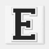ブラックマグネットにイニシャル文字Eを綴る マグネット (正面)