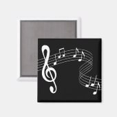 ブラックマグネットに音楽が白く流れる マグネット (正面/裏面)