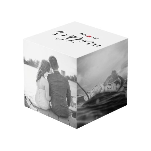 ブラックマザーエスト。年赤いハートファミリーフォトキューブ フォトキューブ (裏面アングル)