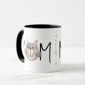 ブラックマザーズデーと名付けられたかわいいグレー猫の母 マグカップ (正面左)