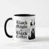 ブラックマジック及びブラックコーヒーのマグ マグカップ (左)