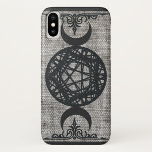 ブラックマジック トリプルムーン ペンタグラム ヴィンテージ ウィッカン iPhone X ケース