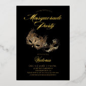 ブラックマスカレードパーティー 箔招待状 (正面)