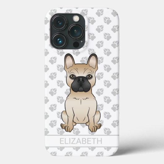 ブラックマスクフレンチブルドッグ 子犬 + 名前 Case-Mate iPhoneケース (裏面)