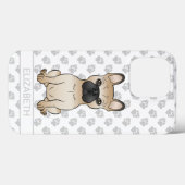 ブラックマスクフレンチブルドッグ 子犬 + 名前 Case-Mate iPhoneケース (裏面 (横))