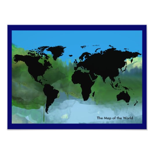 ブラックマップオブザワールド抽象芸術 フォトプリント            (正面)