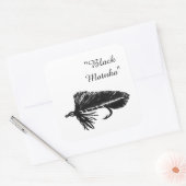 ブラックマトゥカストリーマー、フライ釣り、フライ結びアート スクエアシール (封筒)