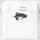 ブラックマトゥカストリーマー、フライ釣り、フライ結びアート スクエアシール (バッグ)