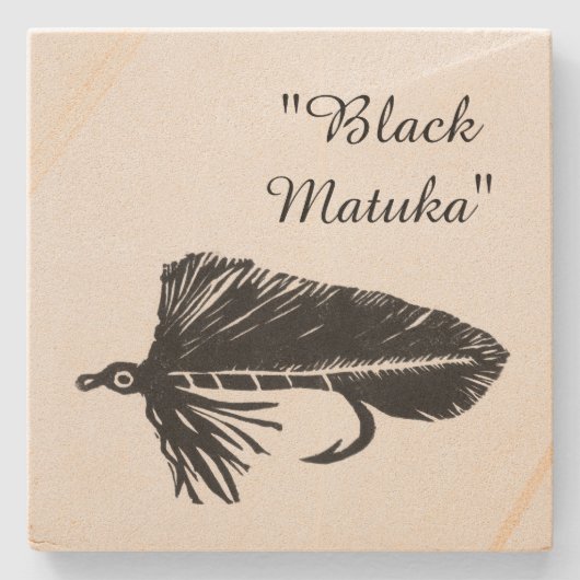 ブラックマトゥカフライ縛りと魚釣り鯉のぼり ストーンコースター (正面)