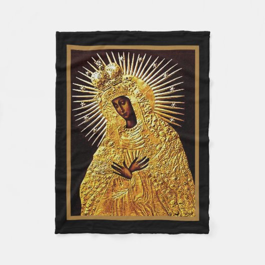 ブラックマドンナイン祈りの言葉 フリースブランケット (正面)