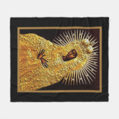 ブラックマドンナイン祈りの言葉 フリースブランケット (正面(横))