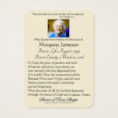 ブラックマドンナヴァージンメアリーカトリック葬儀祈りの言葉 (裏面)