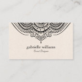 ブラックマナダを使用したライトクリームリネン華美テクスチャ 名刺 (正面)