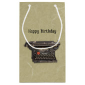 ブラックマニュアルオールドタイムタイプライターonタン スモールペーパーバッグ (裏面)