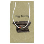 ブラックマニュアルオールドタイムタイプライターonタン スモールペーパーバッグ (正面)