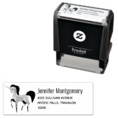 ブラックマニーアドレス付きピンクの北欧ユニコーン セルフインキングスタンプ (インサイチュ)