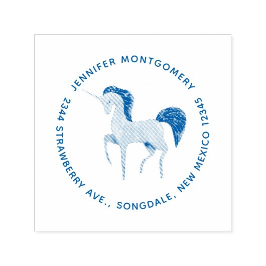 ブラックマニーアドレス付きピンクの北欧ユニコーン セルフインキングスタンプ (デザイン)