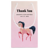 ブラックマネでピンクの北欧ユニコーンありがとう スモールペーパーバッグ (裏面)
