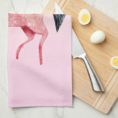 ブラックマネ付きピンクの北欧ユニコーン キッチンタオル (四つ折り)
