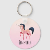 ブラックマネ付きピンクの北欧ユニコーン キーホルダー (裏面)