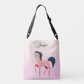 ブラックマネ付きピンクの北欧ユニコーン クロスボディバッグ (裏面)