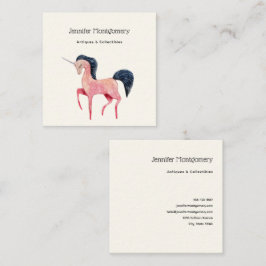 ブラックマネ付きピンクの北欧ユニコーン スクエア名刺