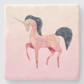 ブラックマネ付きピンクの北欧ユニコーン ストーンコースター (正面)