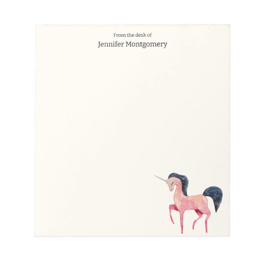 ブラックマネ付きピンクの北欧ユニコーン ノートパッド (正面)