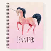 ブラックマネ付きピンクの北欧ユニコーン ノートブック (正面)